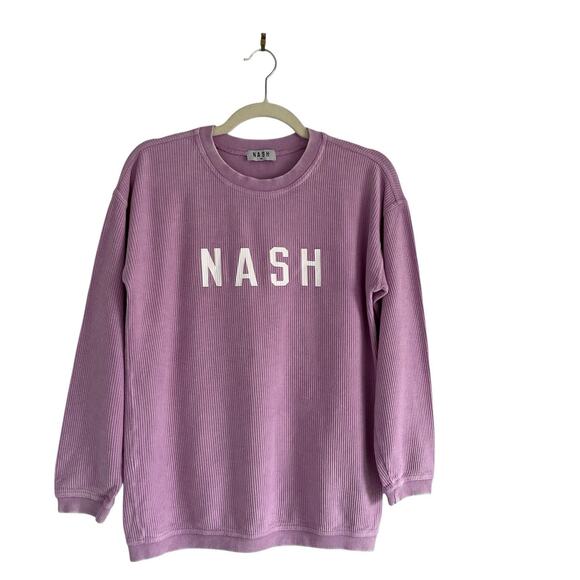 Nash Collection Ribbed Lilac sweatshirt Sz YXL Sporty casual Academia Festival - Picture 2 of 11